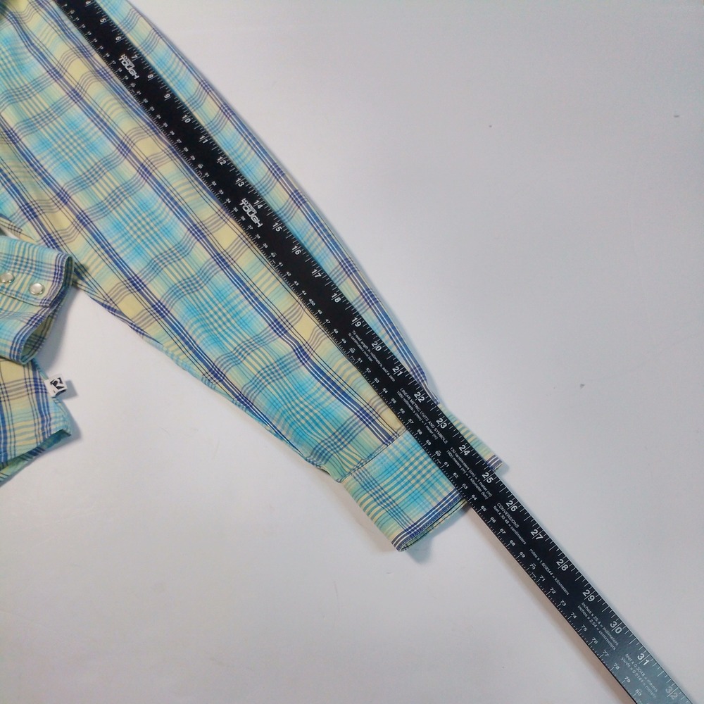 Rockies Vintage Western Shirt Women’s XL Blue Plaid Pearl Snap Coastal Cowgirl - Picture 9 of 12